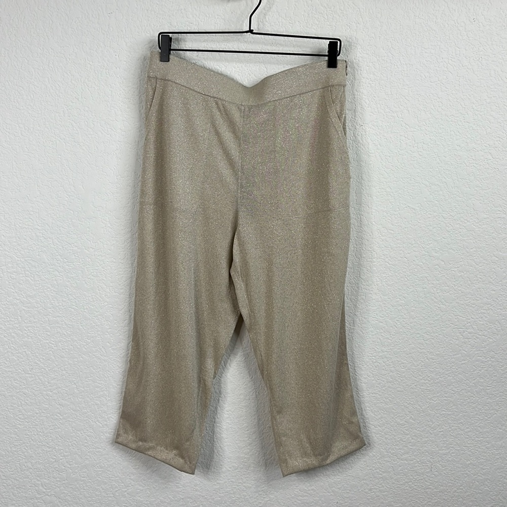 Akris Metallic Knit Conical Cropped Leg Pants